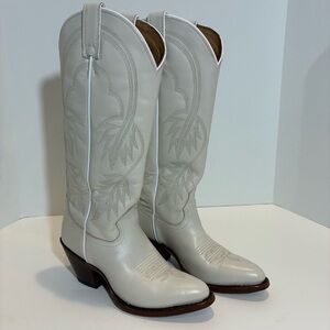 Miranda Lambert White Leather Cowboy Boots Heeled Size 6 As Is
